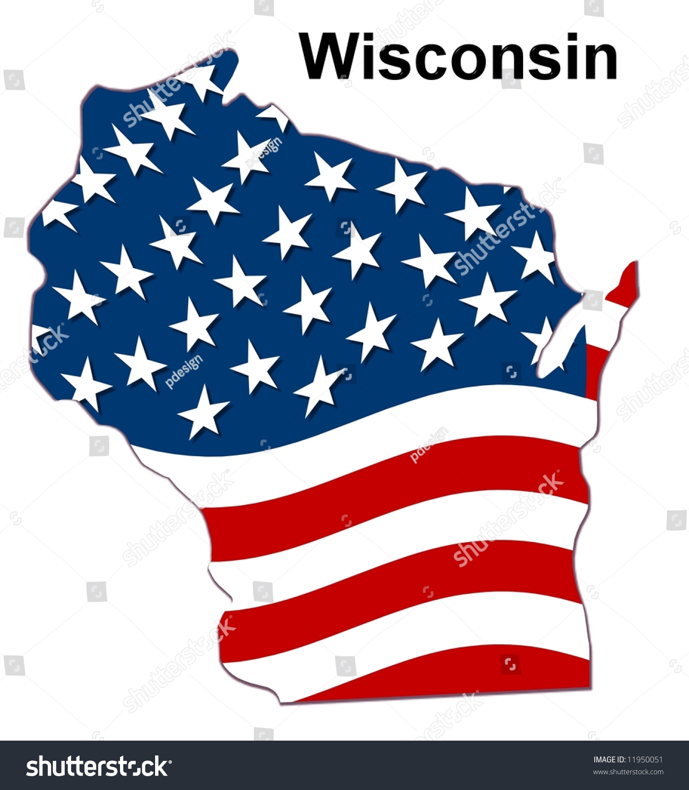 Map State Wisconsin American Flag Stock Illustration 11950051 ...