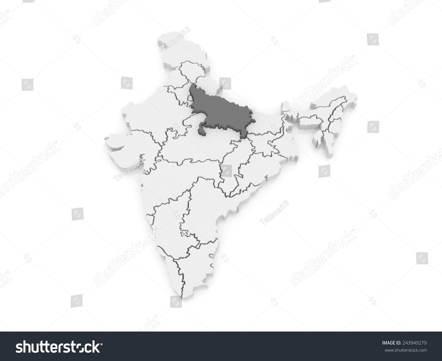 Map Uttar Pradesh India 3d Stock Illustration 243949279 | Shutterstock