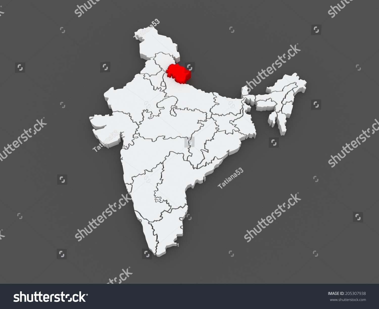 Map Uttarakhand India 3d Stock Illustration 205307938 | Shutterstock