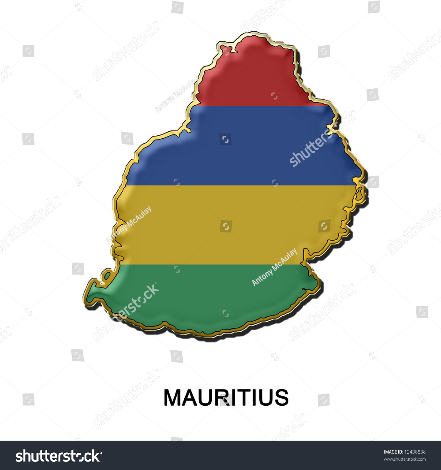 Map Shaped Flag Mauritius Style Metal Stock Illustration 12438838 ...