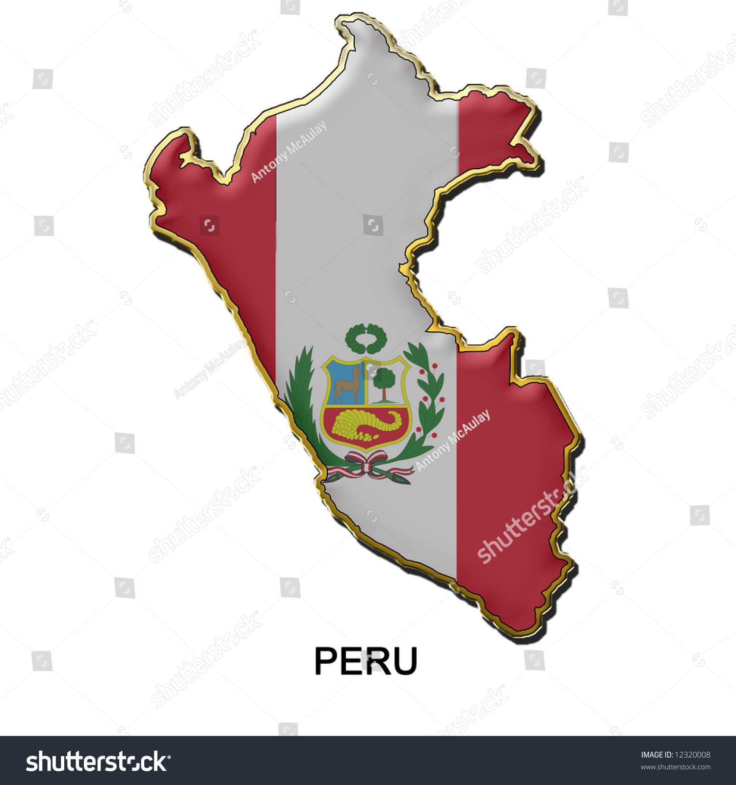 Map Shaped Flag Peru Style Metal Stock Illustration 12320008 - Shutterstock