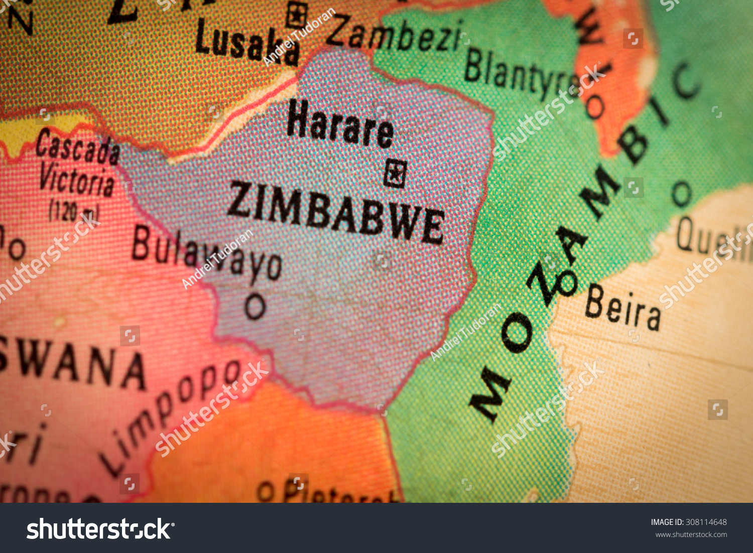 Map View Harare On Geographical Globe Stock Photo 308114648 | Shutterstock