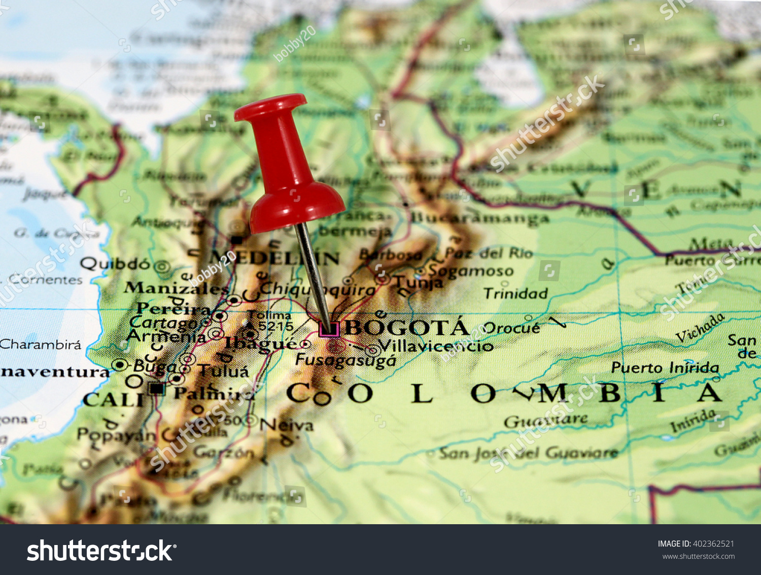 Bogota On The Map Map Pin Point Bogota Colombia Stock Photo 402362521 | Shutterstock