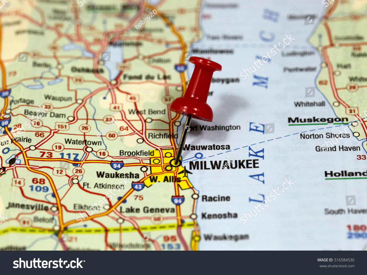Map Pin Point Milwaukee Wisconsin Usa Stock Photo Edit Now 516584530