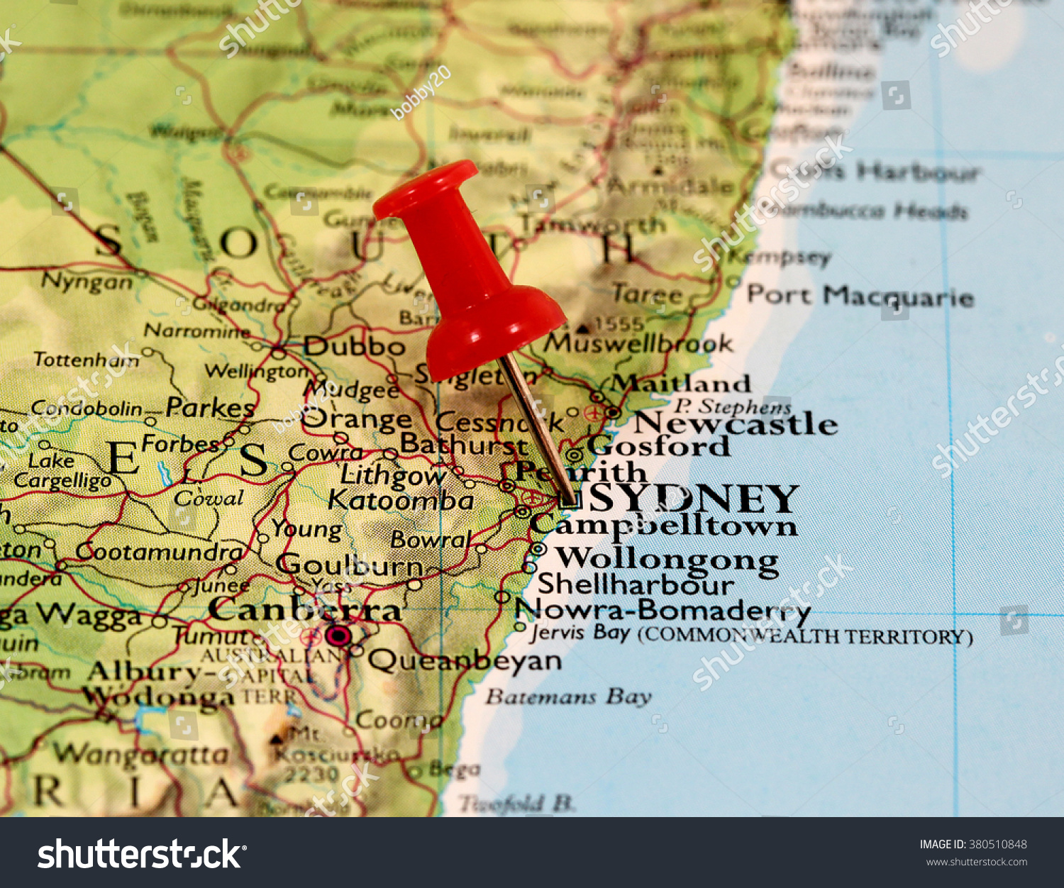 Map Of Sydney Australia Map Pin Point Sydney Australia Stock Photo (Edit Now) 380510848