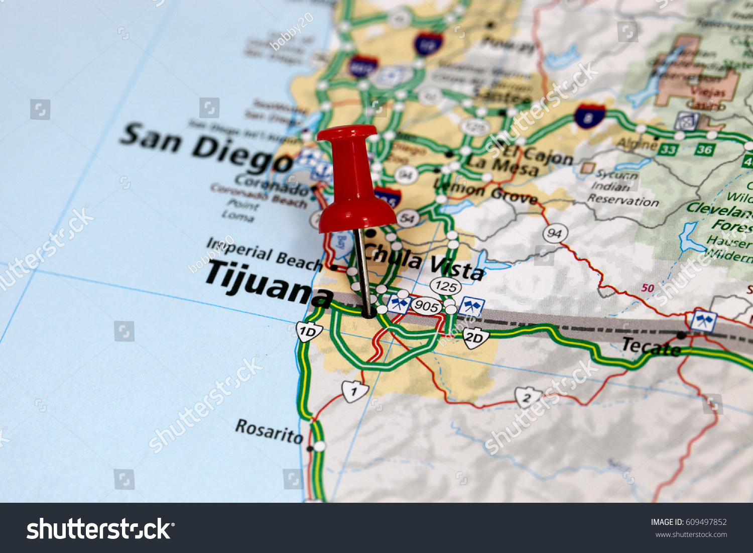 Map Of Tijuana Border Map Pin Point Tijuana Mexico Stock Photo 609497852 | Shutterstock