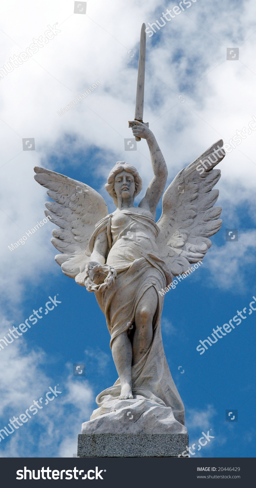 Marble Statue Angel Sword Wreath Stock Photo Edit Now