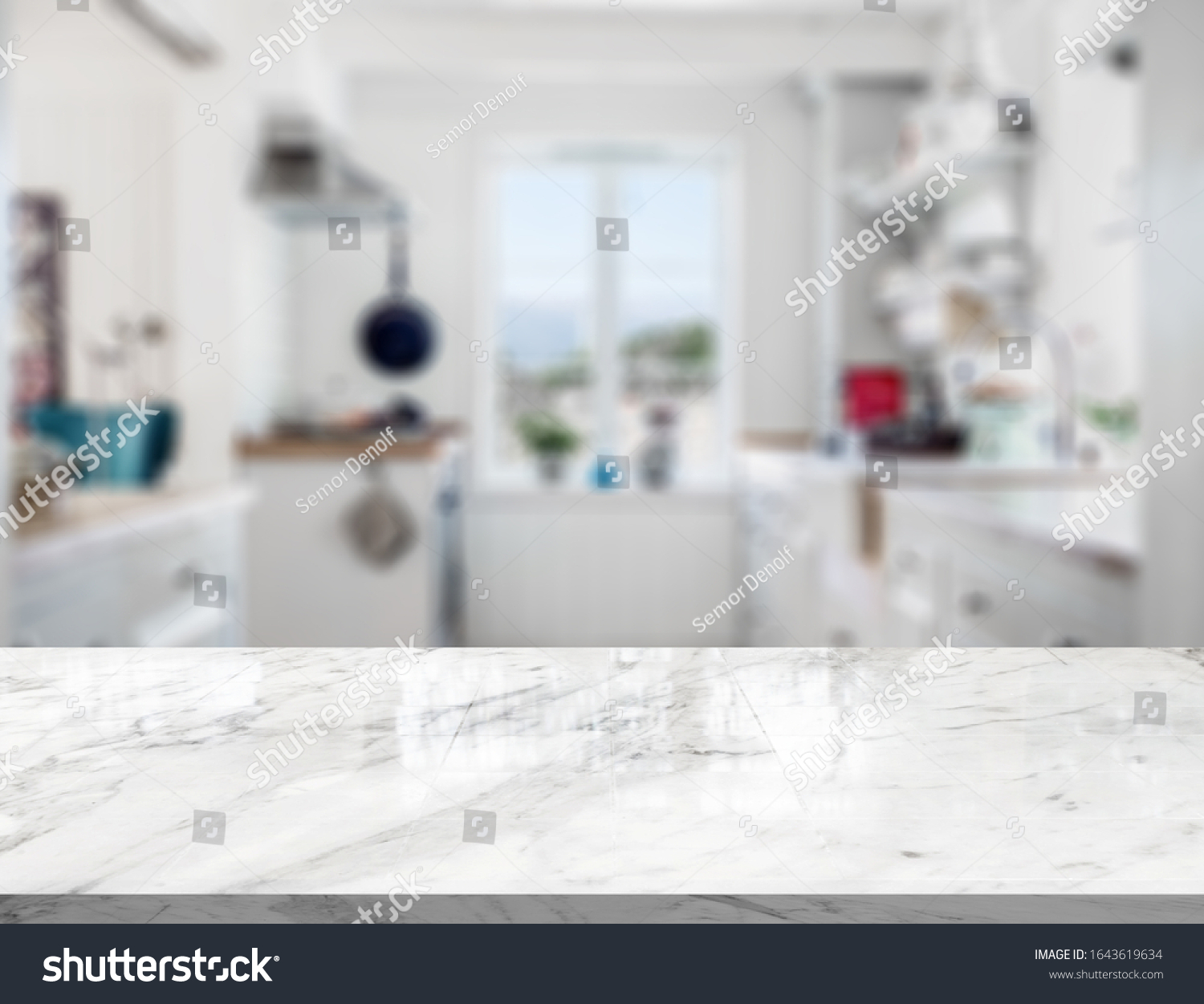 Marble Stone Table Top Kitchen Island Stock Photo 1643619634 | Shutterstock