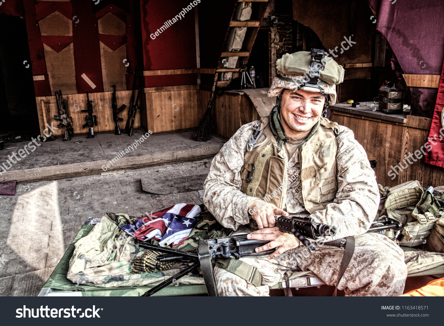 Marine Corps Machine Gunner Smiling Disassembling Stock Photo Edit Now 1163418571
