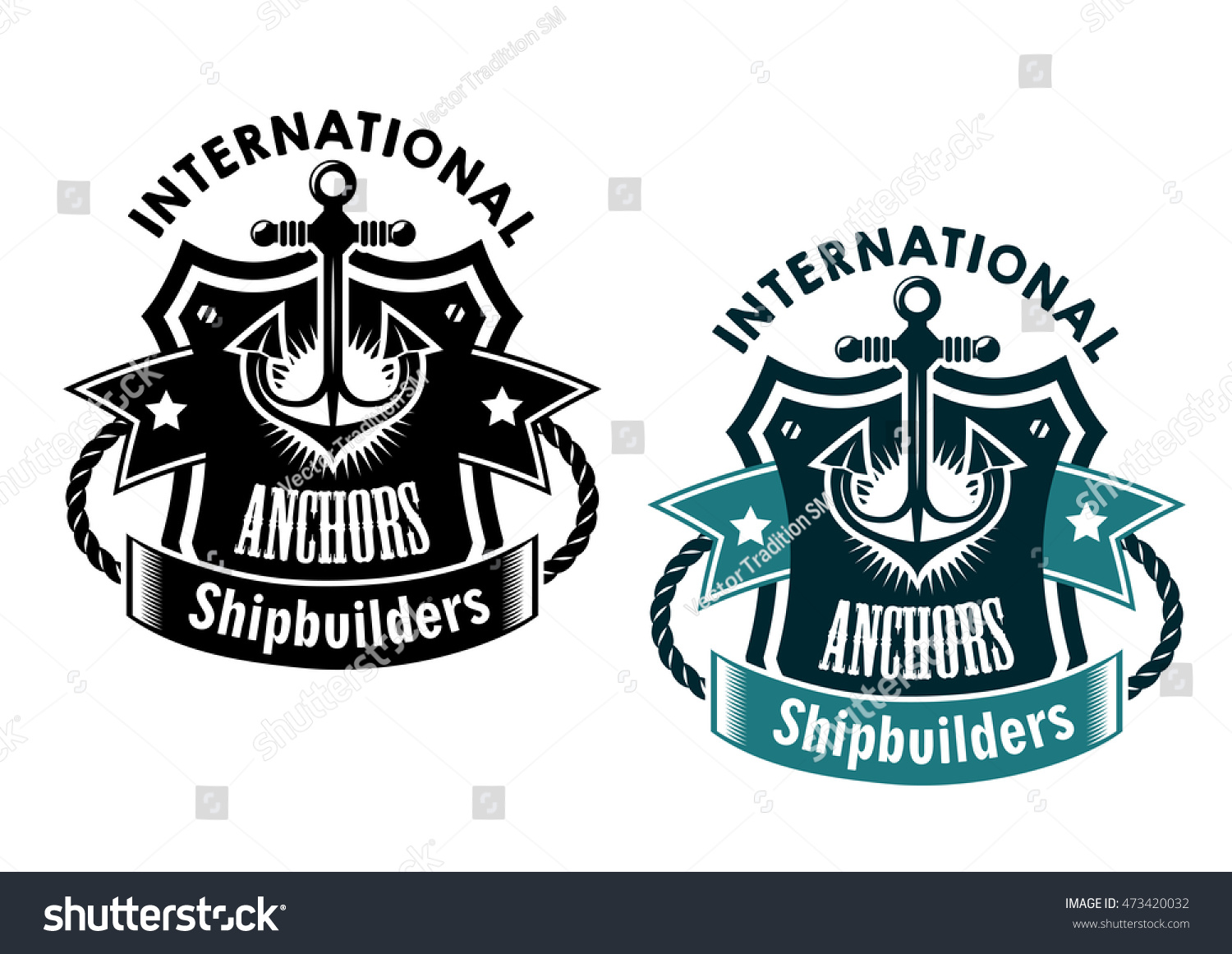  Marine International Shipbuilders Retro Banner Anchor 