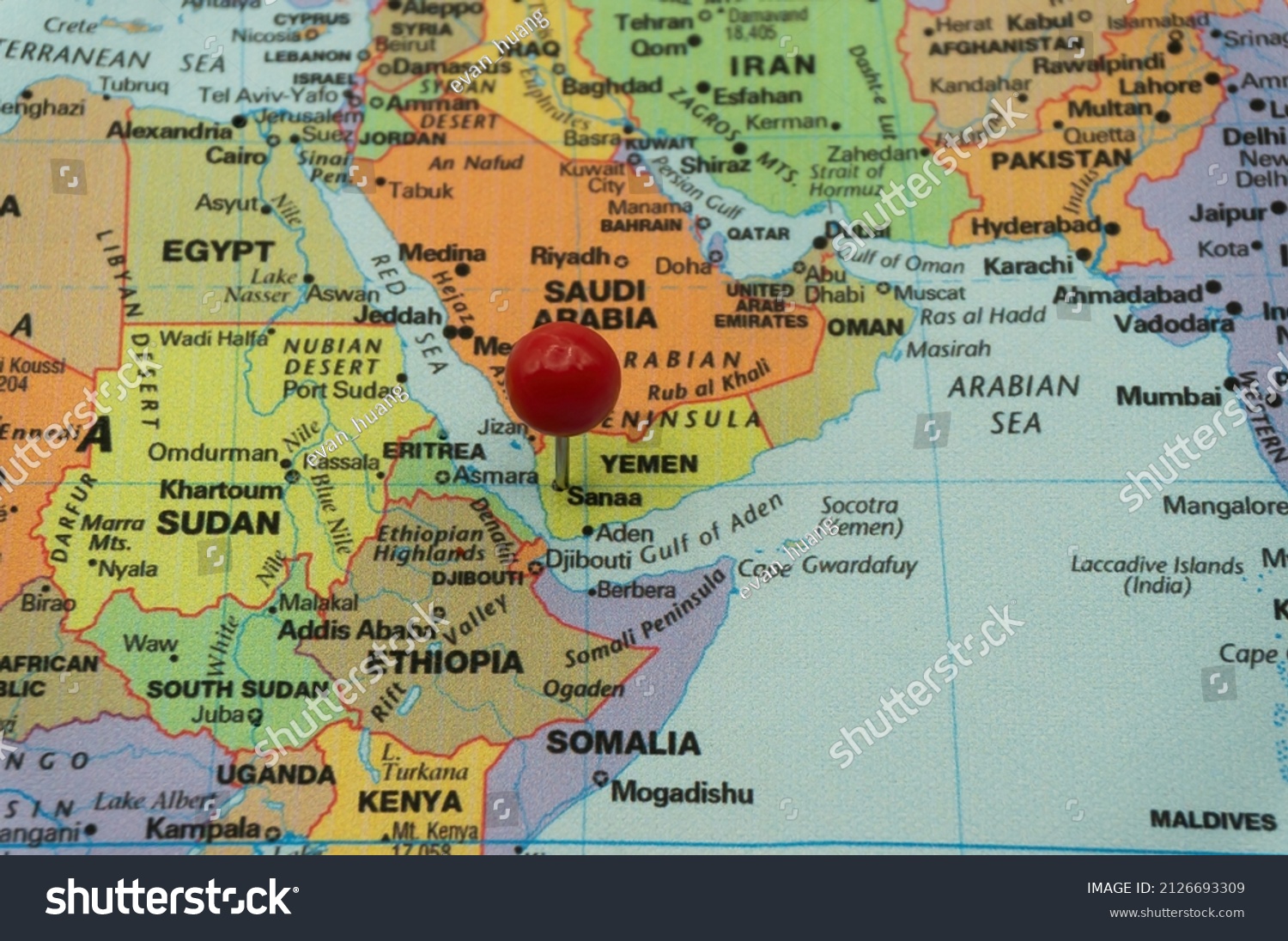 Mark Yemen On World Map Red Stock Photo Edit Now 2126693309 Stock Photo Mark Yemen On The World Map With A Red Pin Selective Focus On The Capital Sanaa Travel And News 2126693309