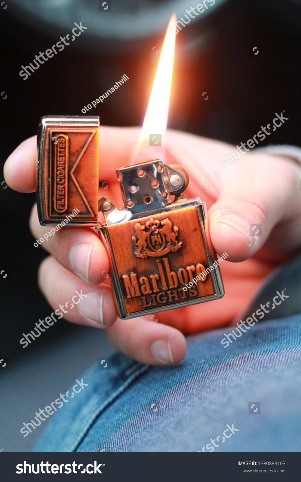 Marlboro Zippo Lighter Fire Hand Stock Photo Edit Now