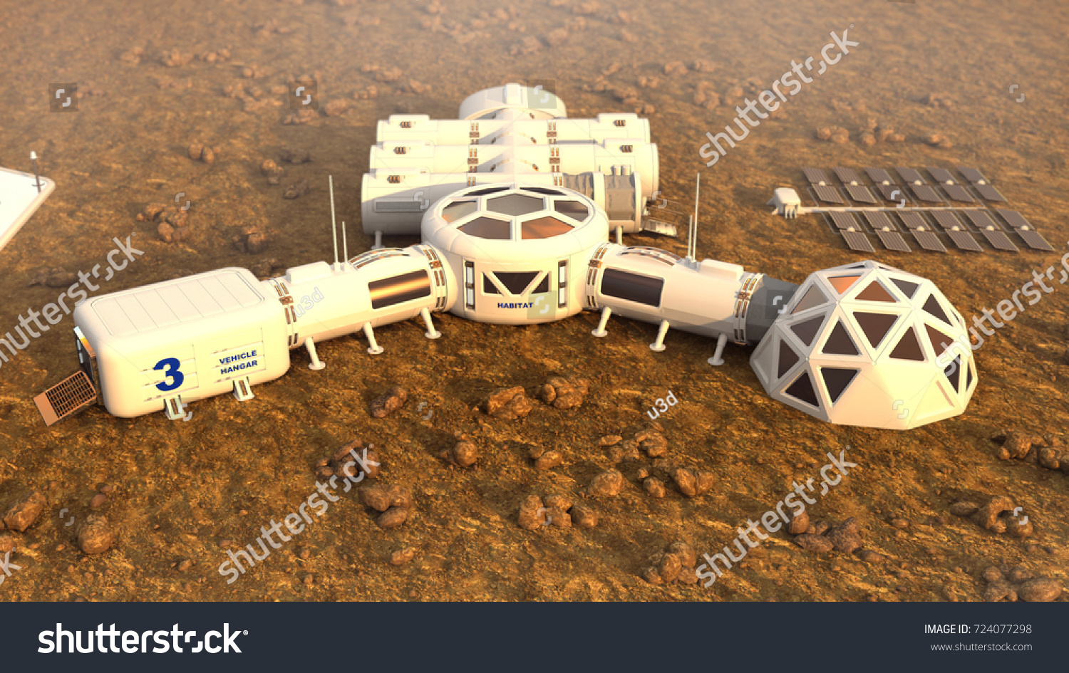 Mars Planet Satellite Station Orbit Base Stock Illustration 724077298