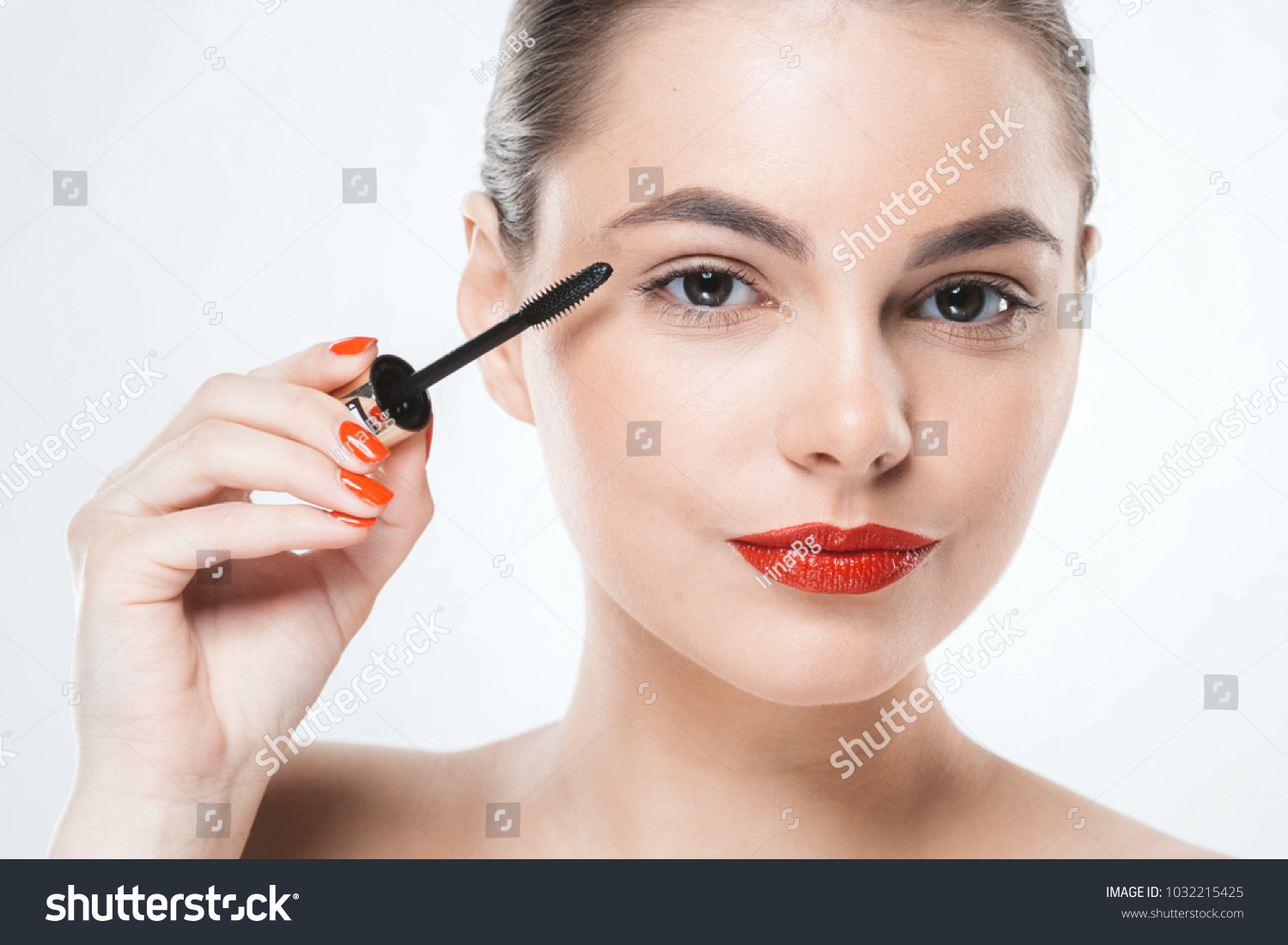 red and white mascara
