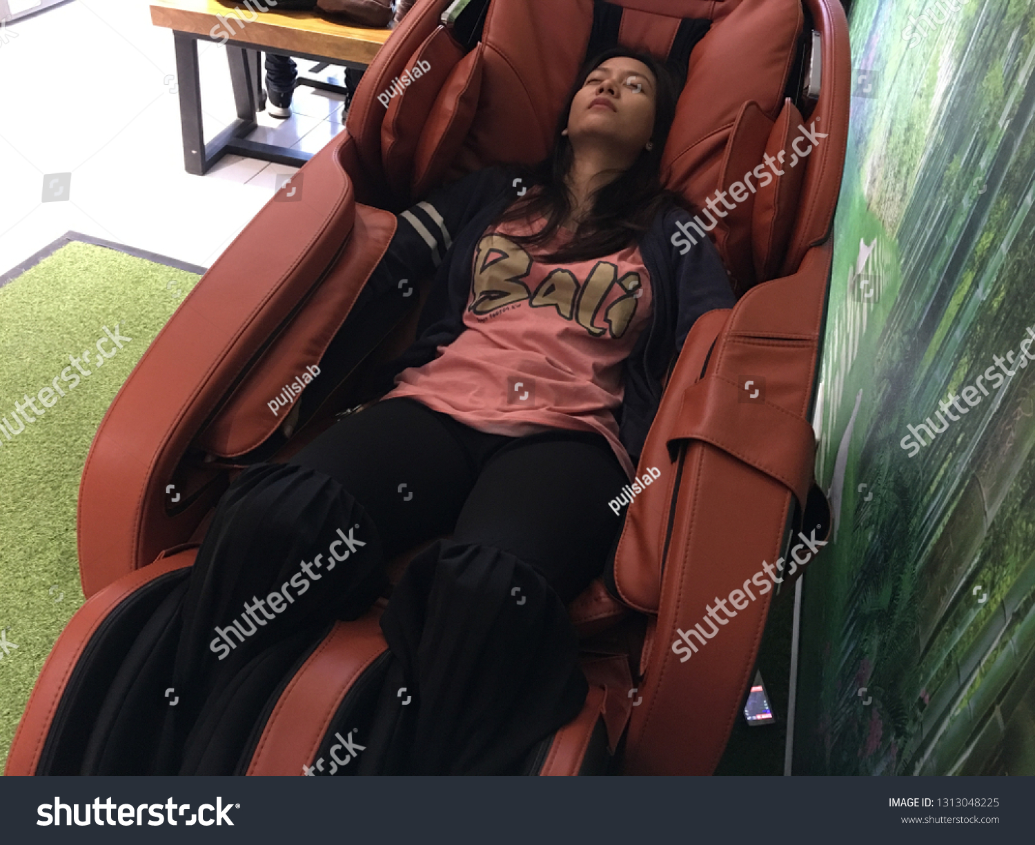 Massage Chair Enjoy Asian Women Yogyakarta Stock Photo Edit Now