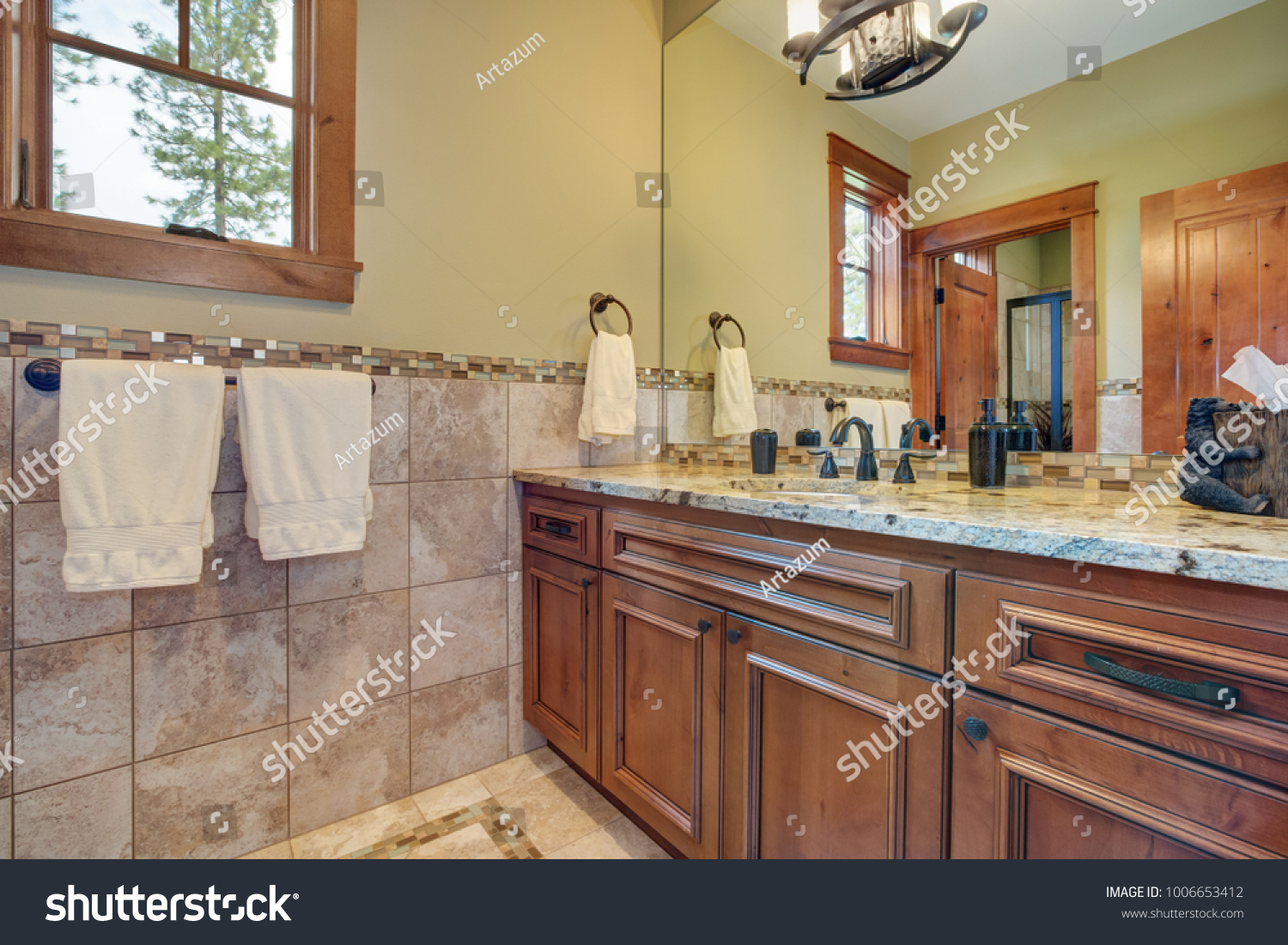 Master Bathroom Interior Bathroom Vanity Topped Stock Photo Edit