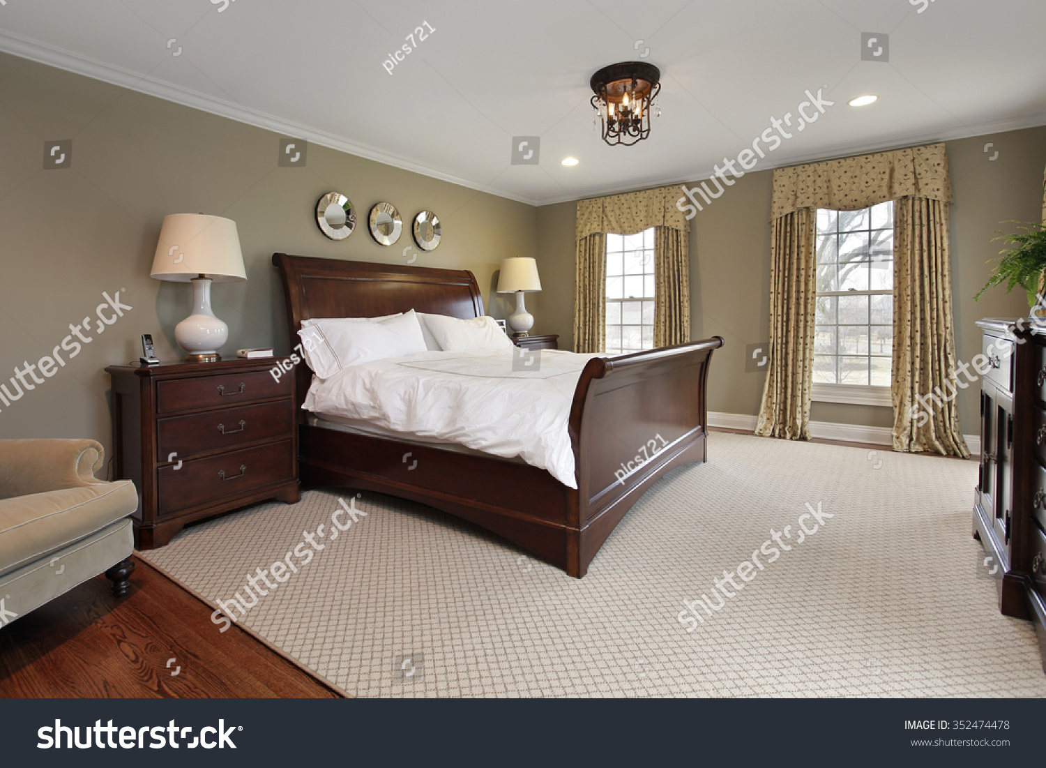 Master Bedroom Luxury Home Dark Wood Stock Photo Edit Now 352474478