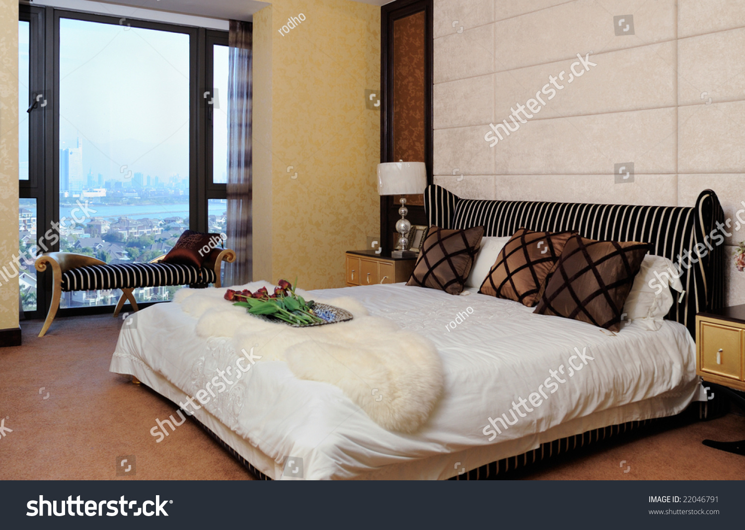 Master Bedroom Beautiful Bed Linens Big Royalty Free Stock
