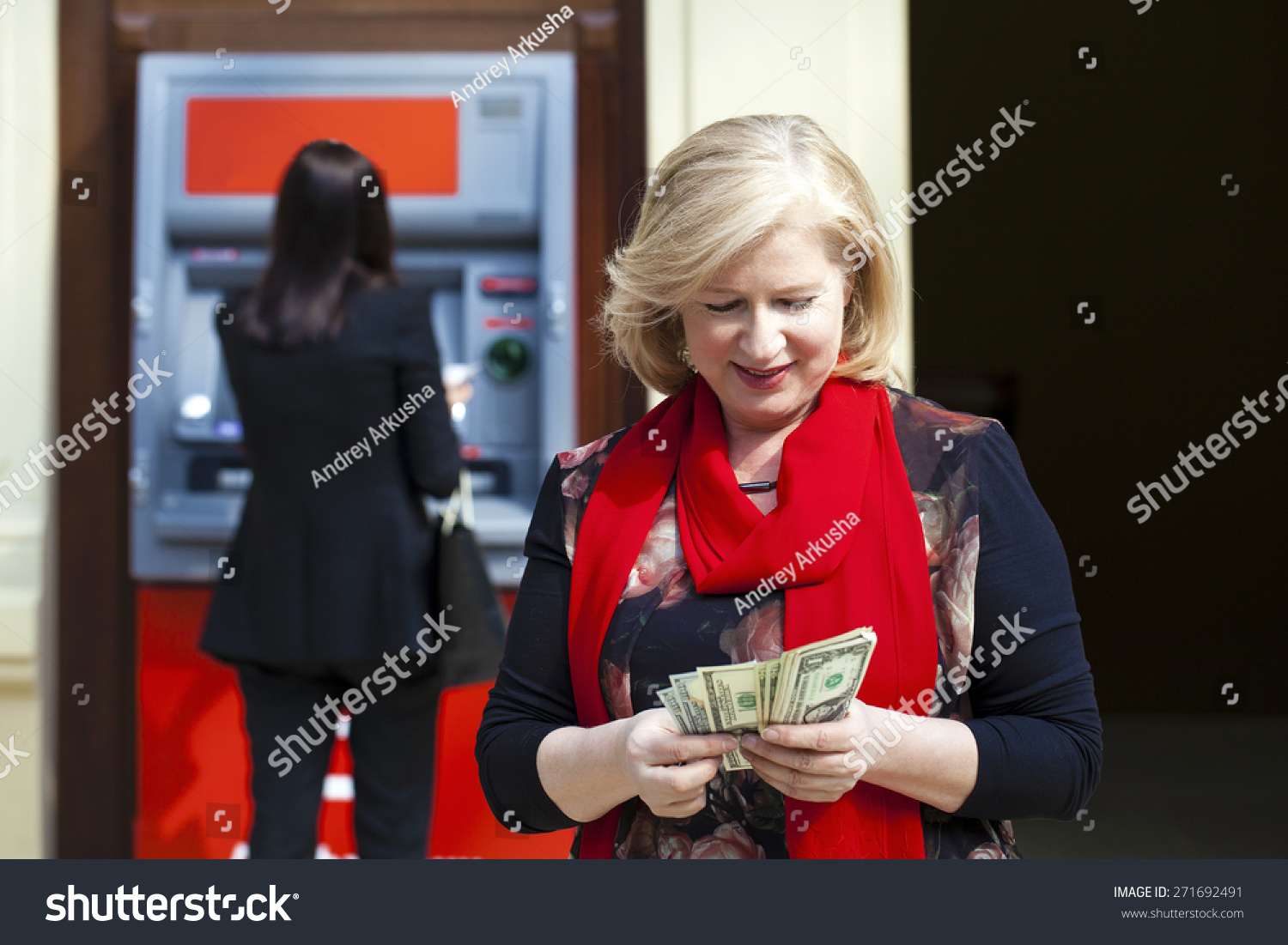  Tawny Brown Classic  Template Design Featuring Mature Blonde Woman Counting