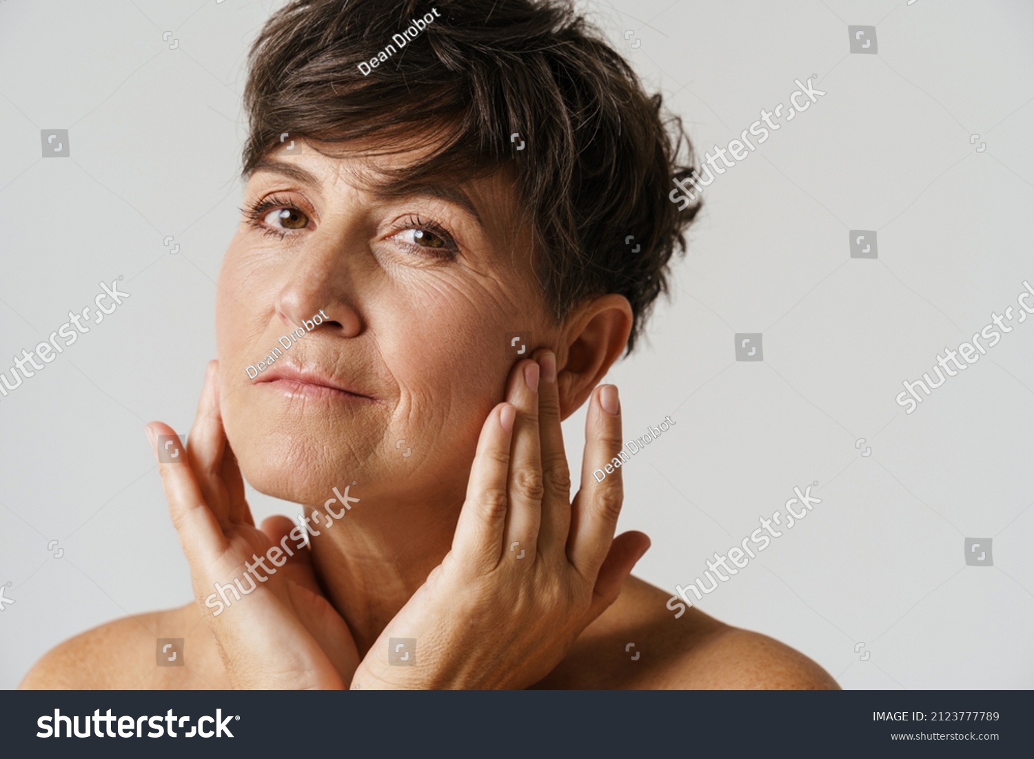 Mature Halfnaked Woman Touching Her Face Stock Photo Shutterstock