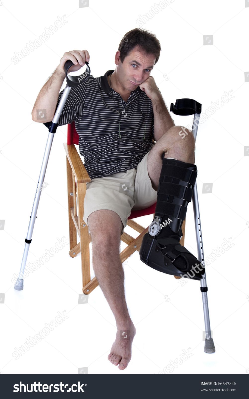 Mature Man Broken Legs Crutches Showing Stock Photo 66643846 - Shutterstock