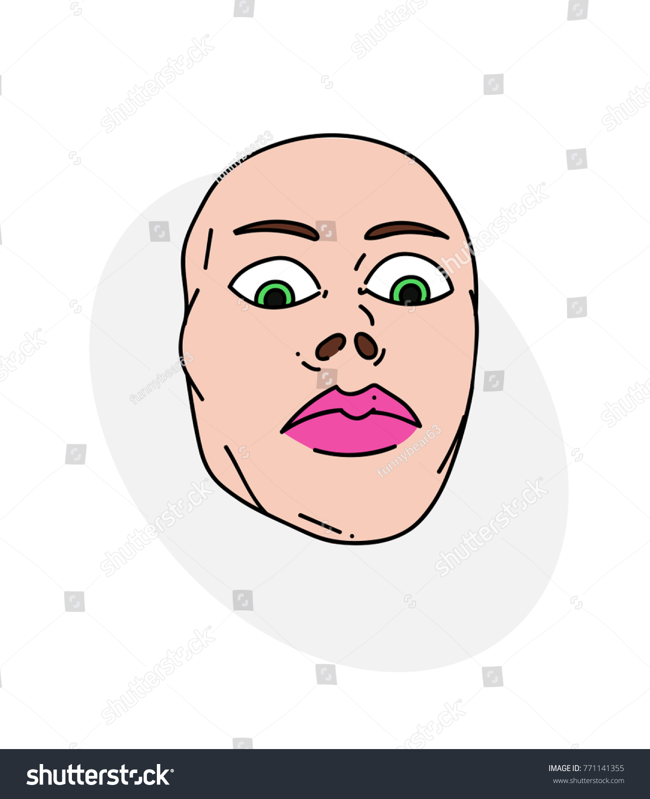 Mean Female Face Cartoon Hand Drawn Stock Illustration 771141355