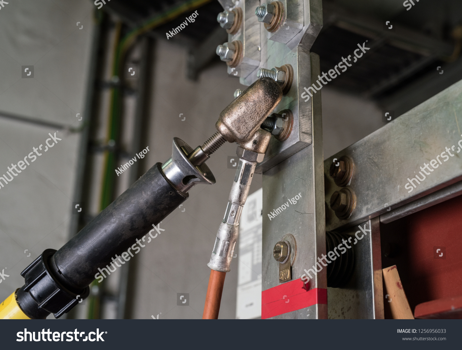 Measurement Mains Voltage On Highvoltage Industrial Stock Photo