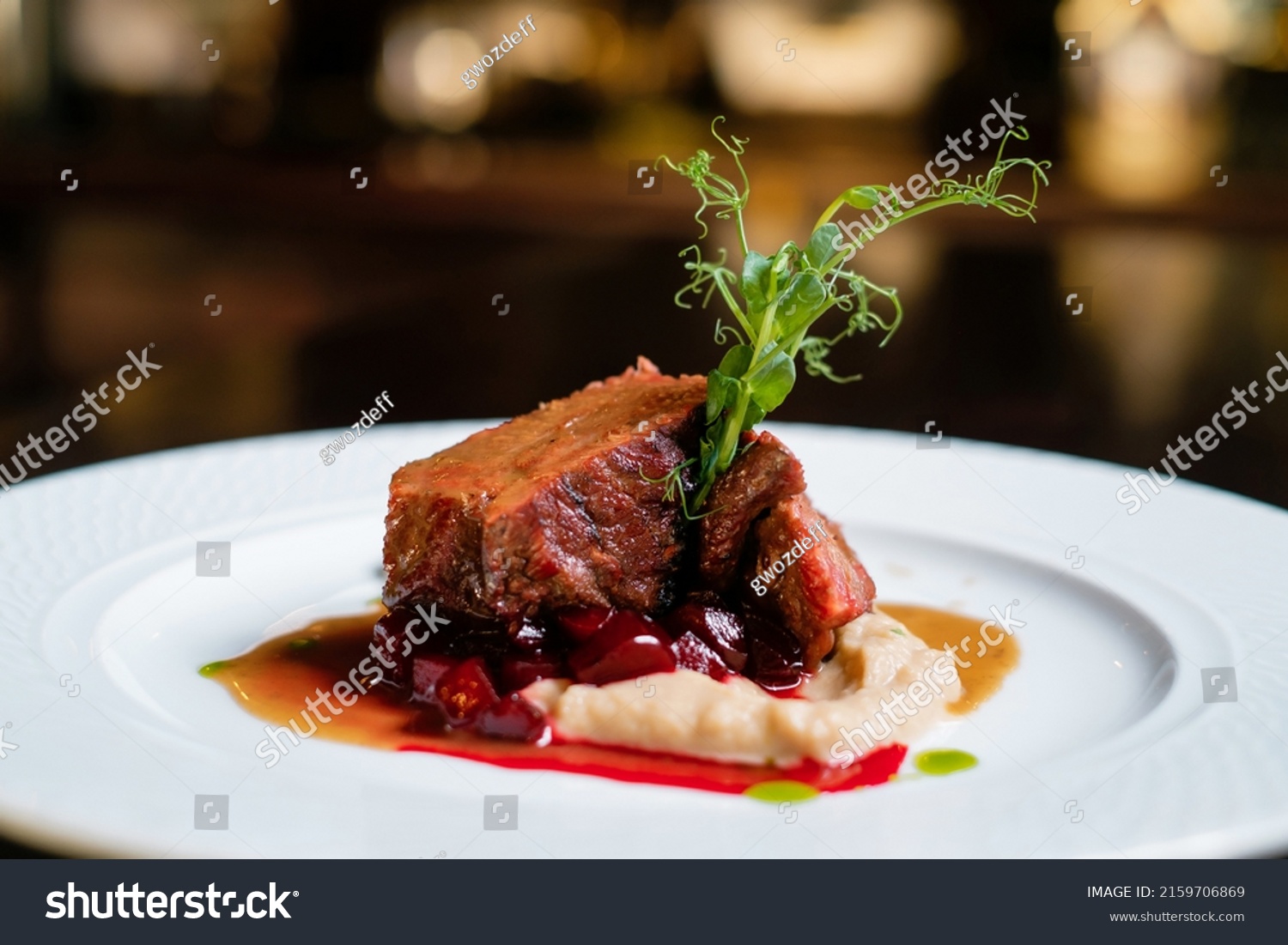 Meat Baked Sauce Side View Restaurant Stock Photo 2159706869 | Shutterstock