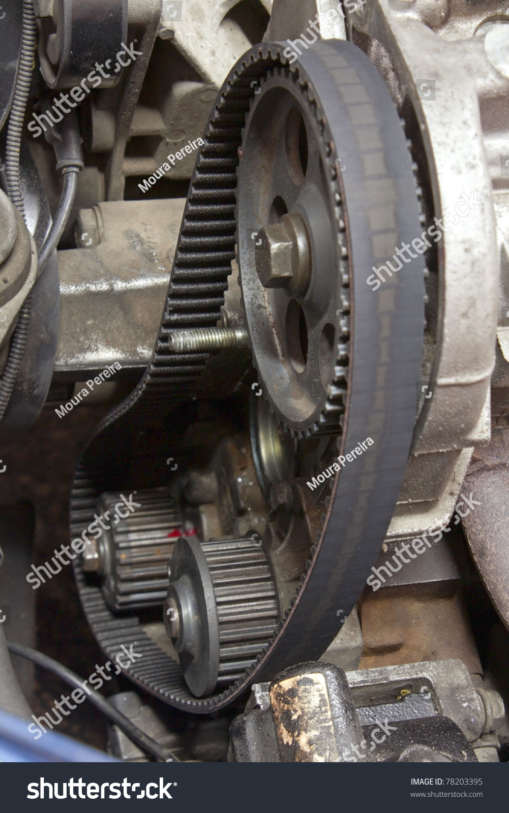 Mechanism Automobile Transmission Belt Used Damaged Stock Photo (Edit