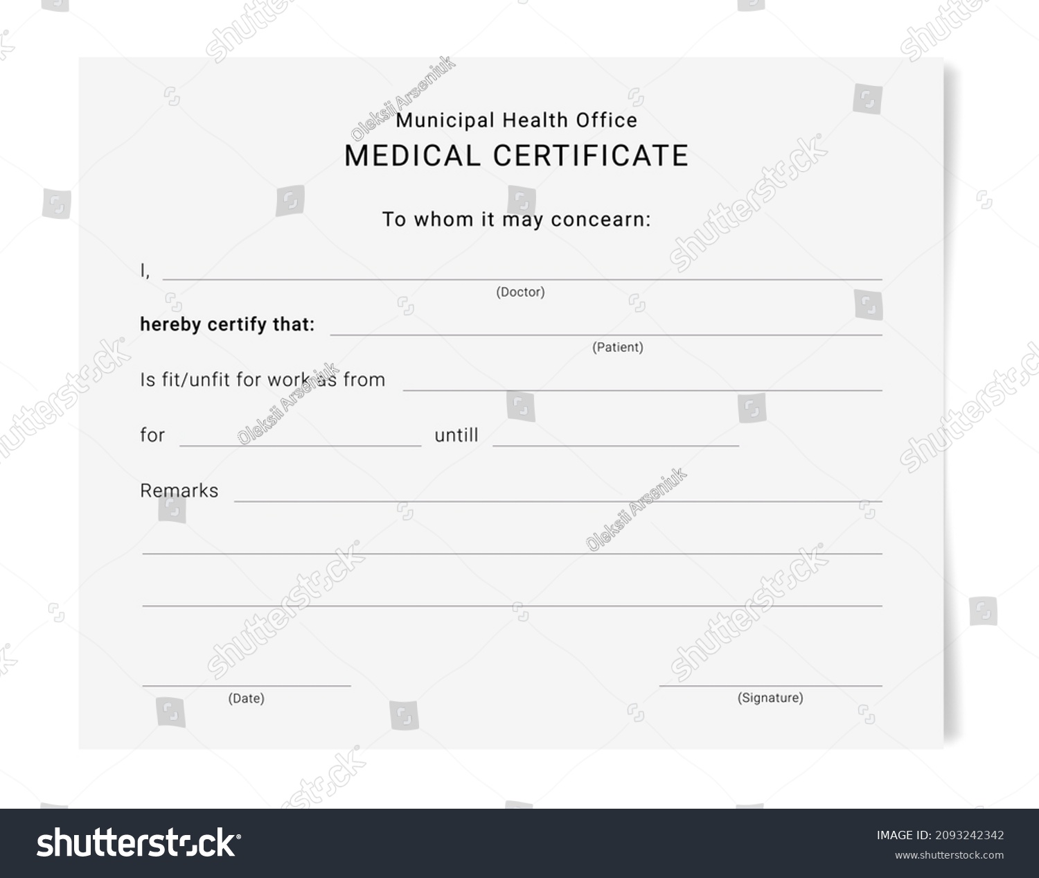 Medical Certificate Form Sick Leave Pad Stock Illustration 2093242342 Medical Certificate Form Sick Leave Pad Stock Illustration 2093242342
