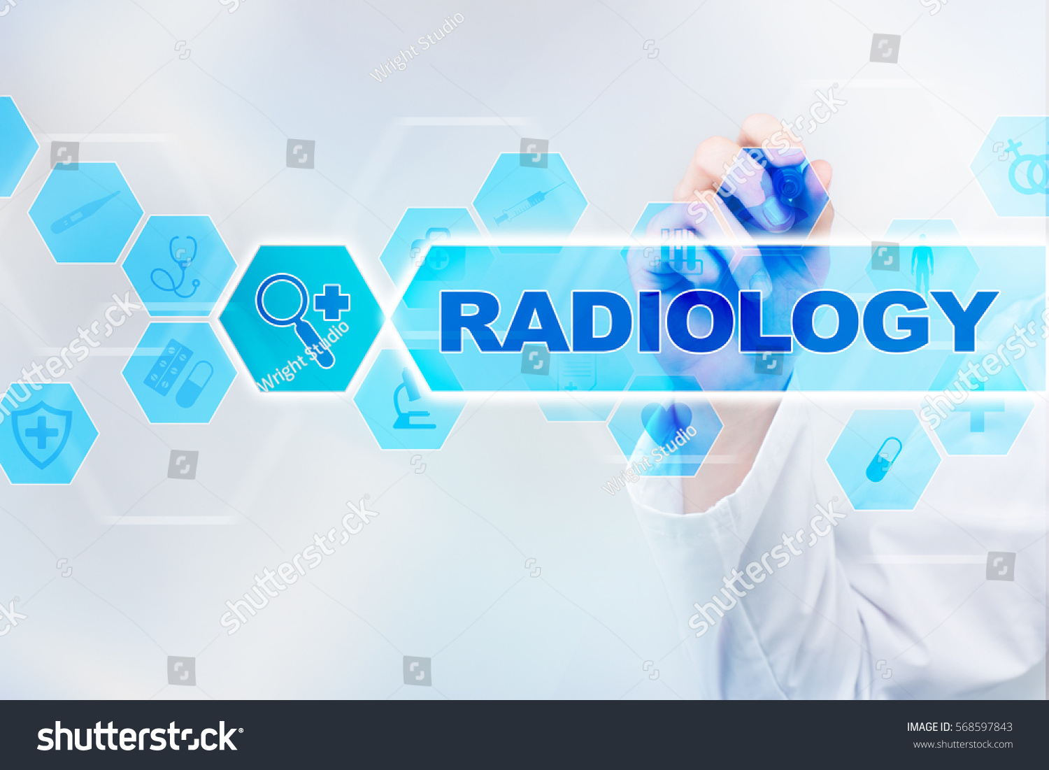 Medical Doctor Drawing Radiology On Virtual Stock Photo 568597843 ...