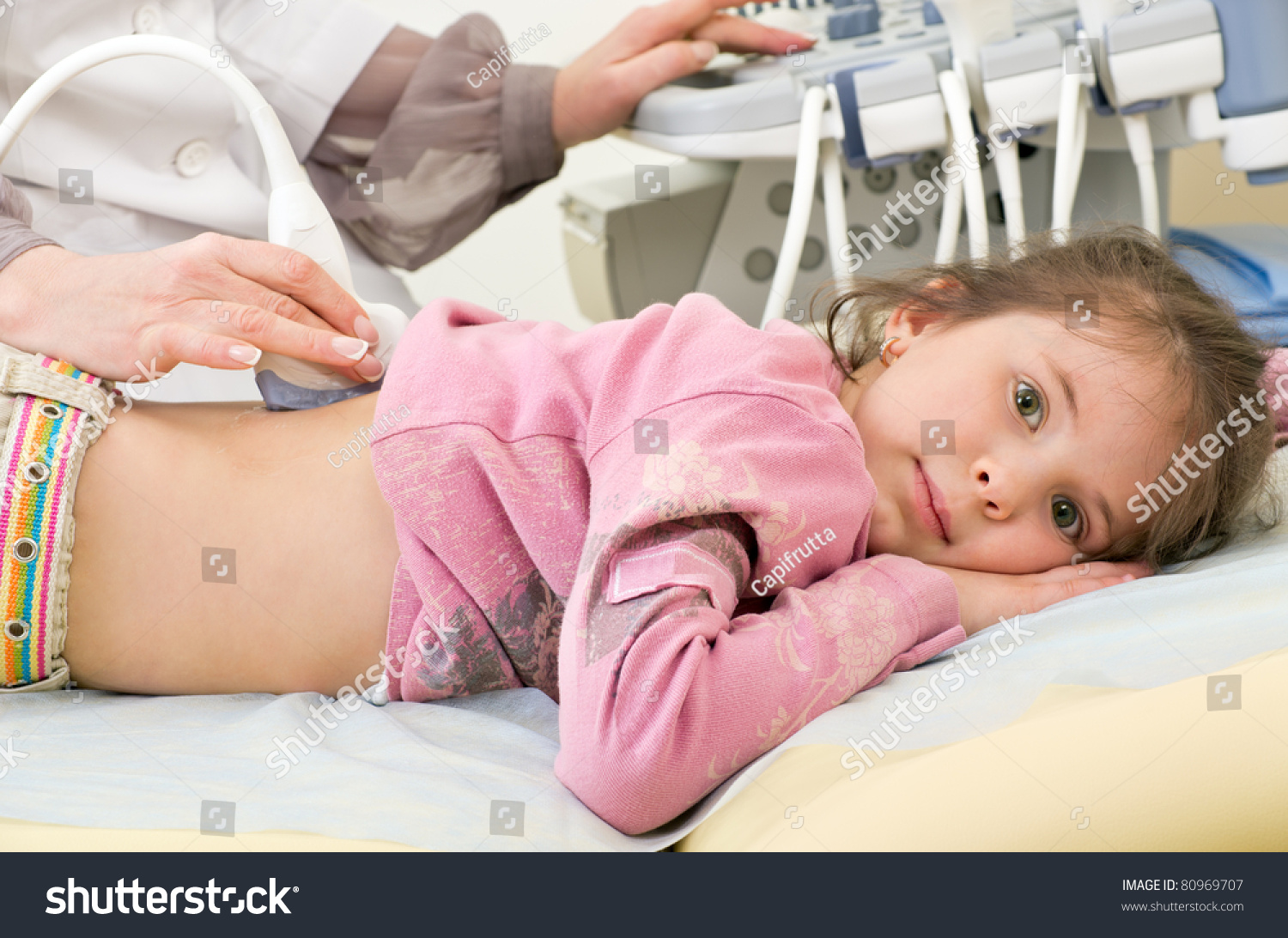 Medical Exam Little Girl By Ultrasound Stock Photo Edit Now