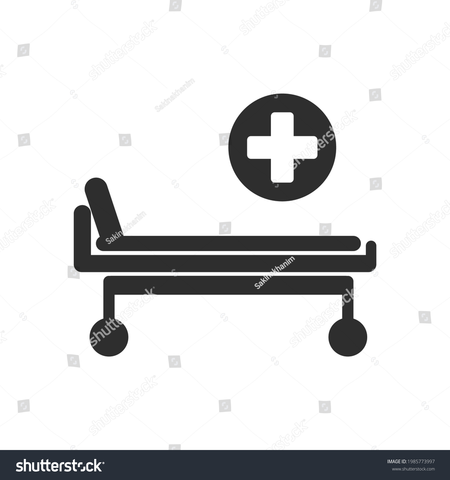 Medical Healthcare Hospital Bed Icon Stock Illustration 1985773997 ...