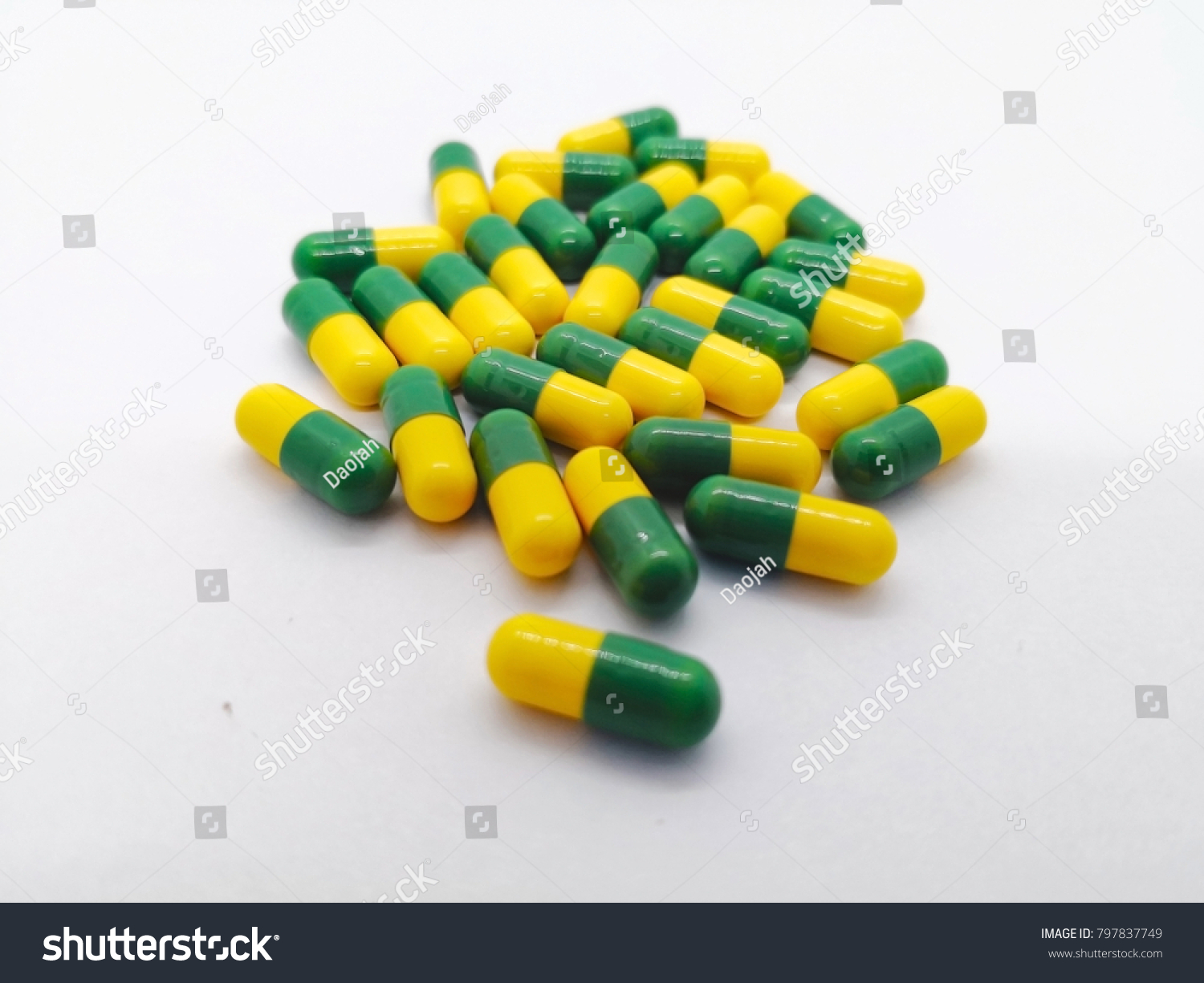 Medication Concept Many Yellowgreen Capsules Tramadol Stock Photo Edit Now