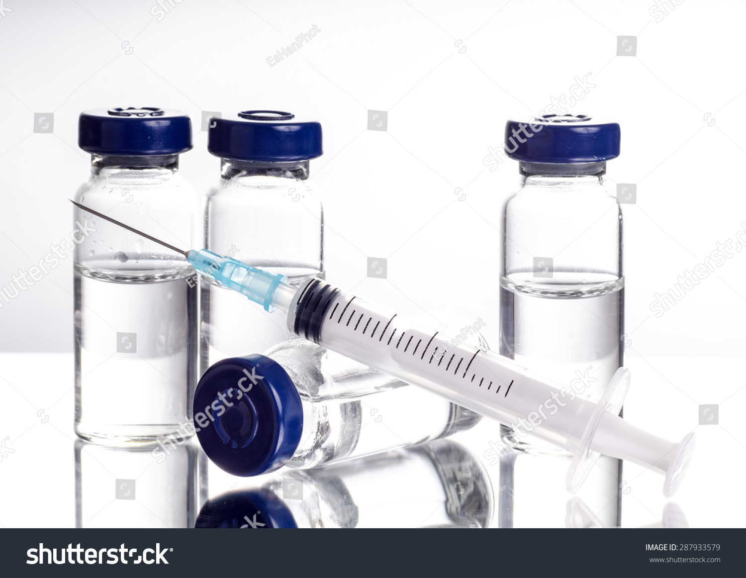 Medicine In Vials With Syringe, Ready For Vaccine Injection , Cancer ...