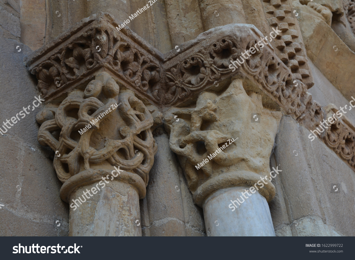 Medieval Capitals Different Scenes Depicted Romanesque Stock Photo 