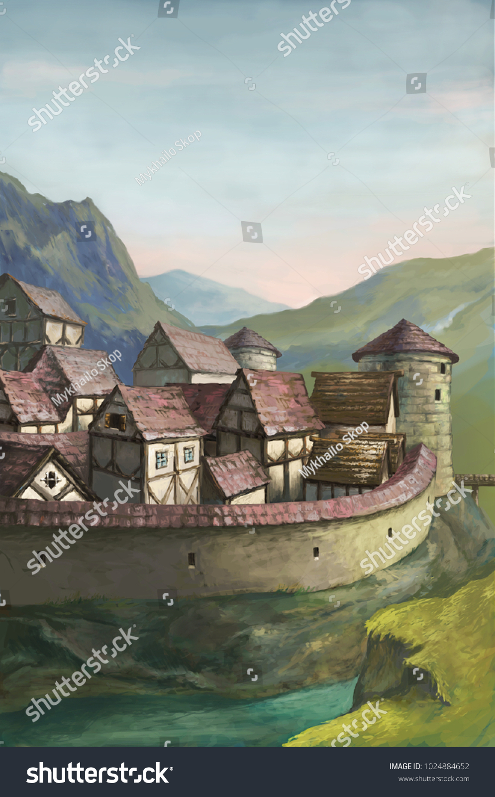 medieval city mountains fantasy background stock illustration 1024884652 https www shutterstock com image illustration medieval city mountains fantasy background 1024884652