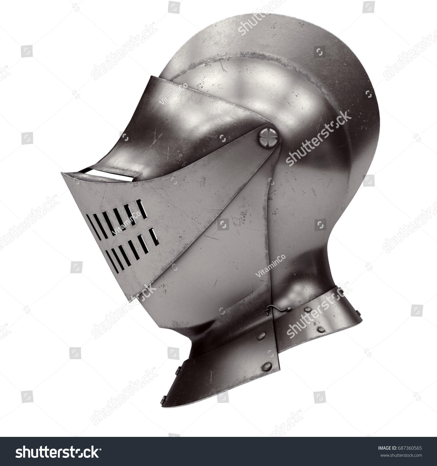 Medieval Knight Armet Helmet Visor Side Stock Illustration 687360565   Stock Photo Medieval Knight Armet Helmet With Visor Side View Used For Tournaments Or Battlefields D Render 687360565 