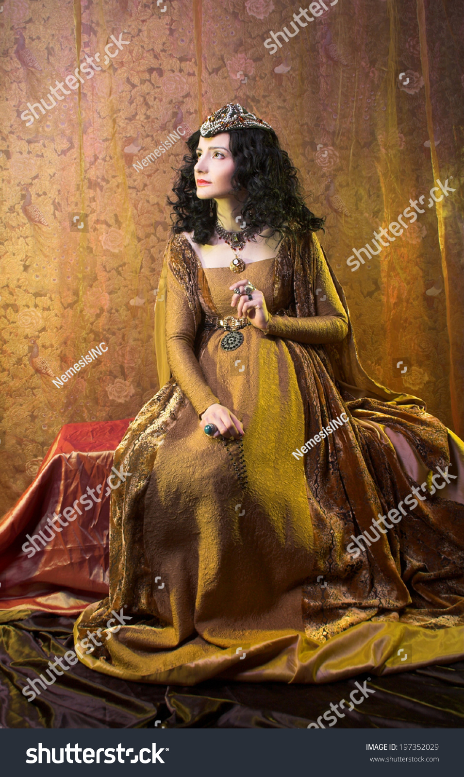 Medieval Lady Portrait Young Woman Dark Stock Photo 197352029 ...