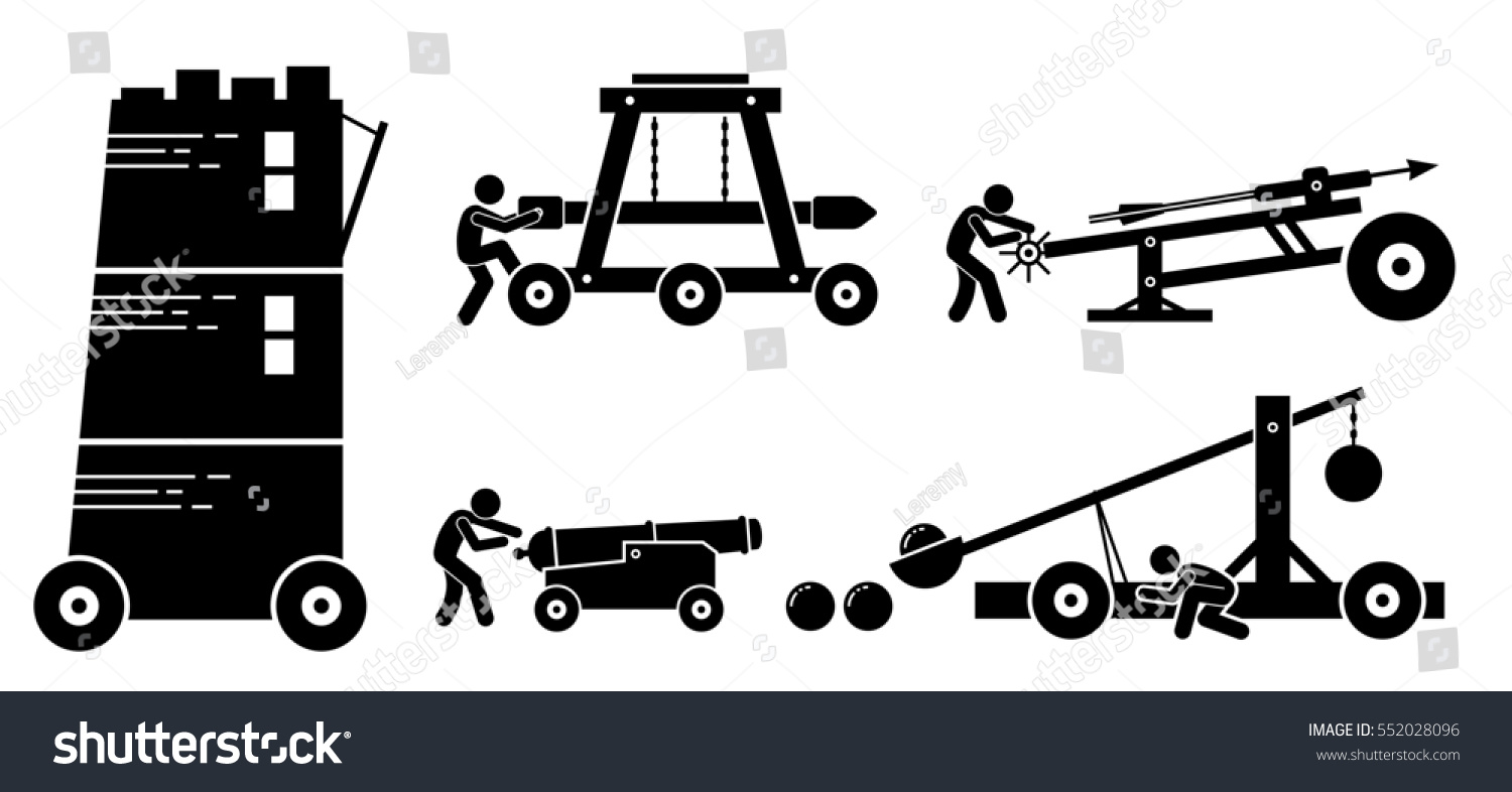 Medieval Siege Weapons Middle Age Battle Stock Illustration 552028096 Shutterstock