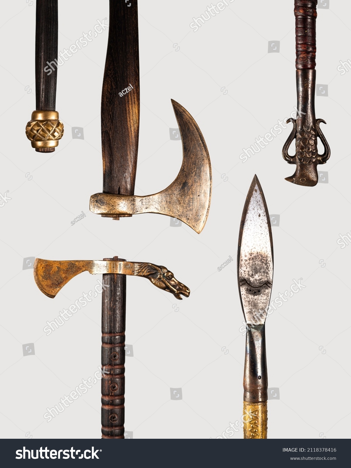 Medieval Weapons On White Background Made Stock Photo (Edit Now) 2118378416