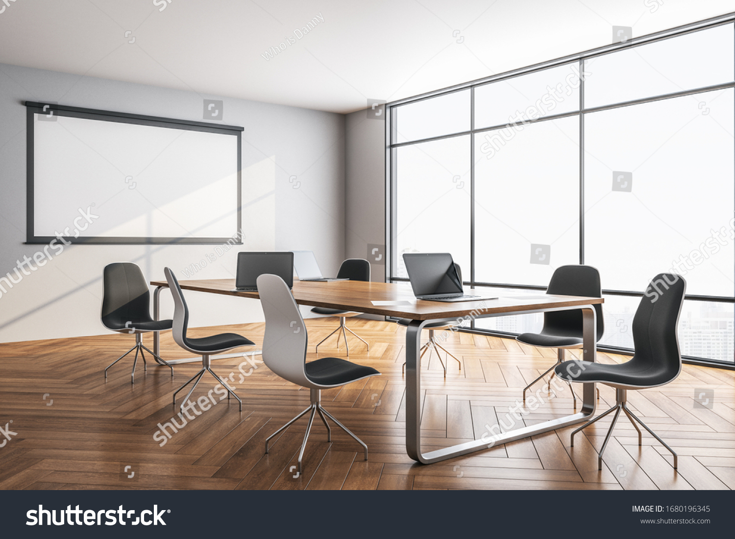 Meeting Room Interior Blank Tv Screen Stock Illustration 1680196345