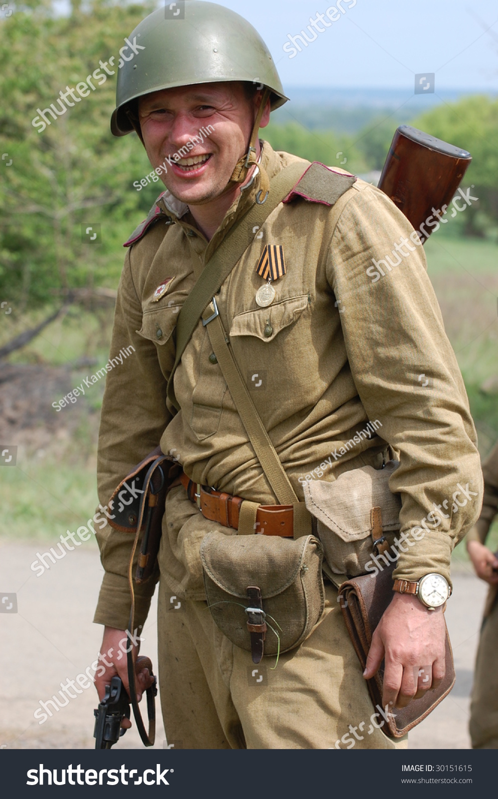 Member Of History Club Wear Historical Soviet Uniform As He Participate ...