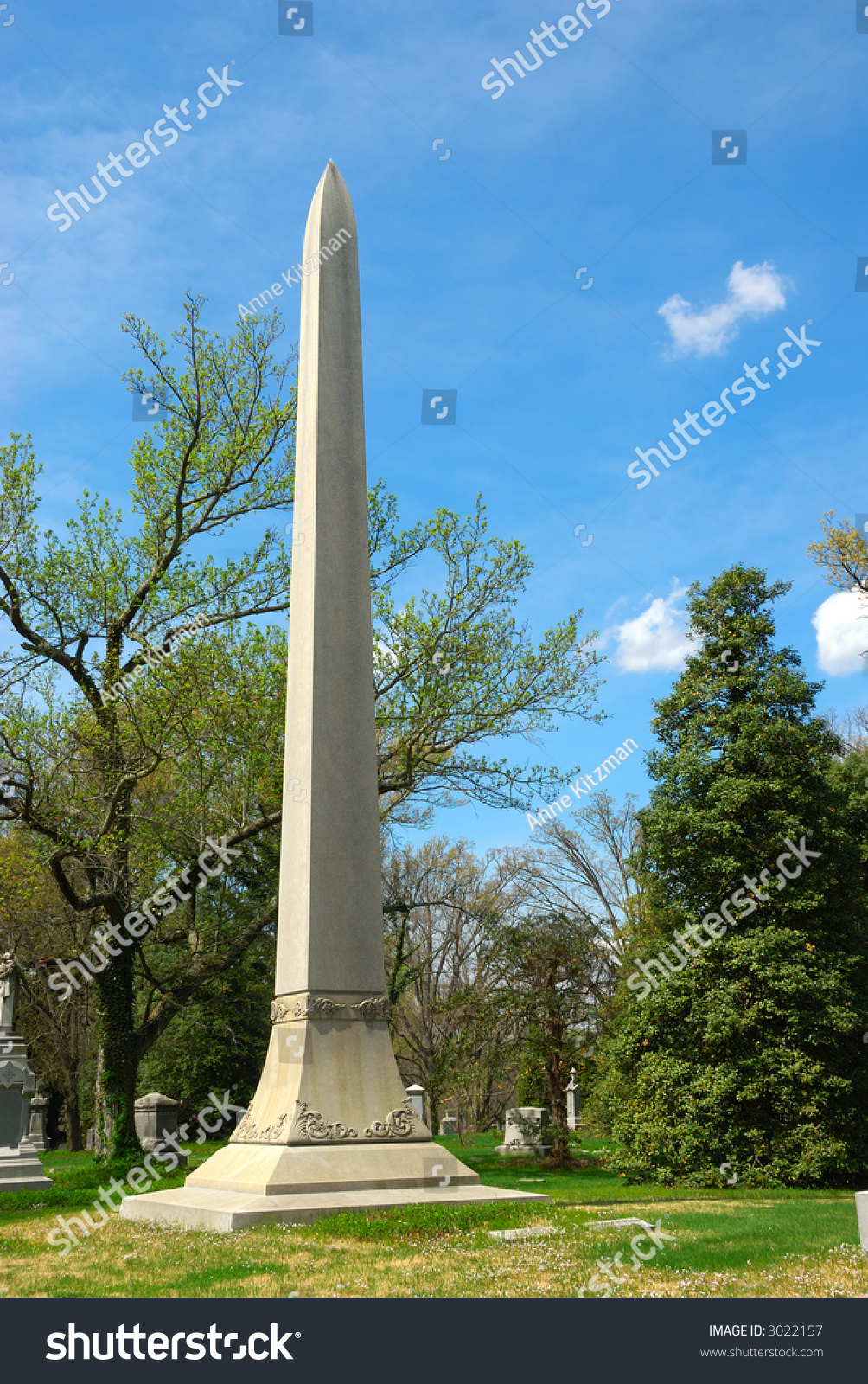 Memorial Obelisk Grave Marker At Historic Spring Grove Cemetery In ...