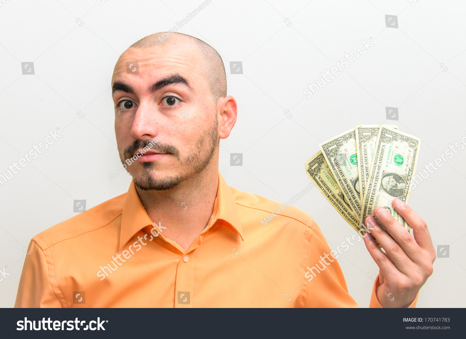 Men Portrait With His Few Dollars Left Stock Photo 170741783 : Shutterstock