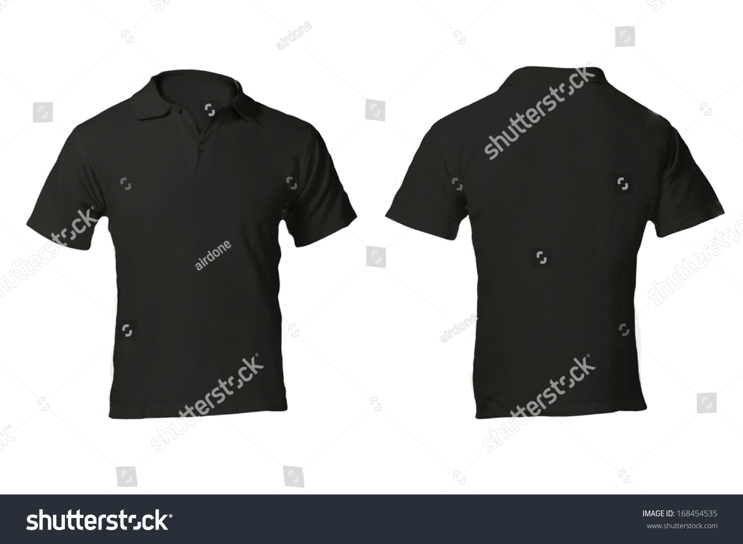 Men'S Blank Black Polo Shirt, Front And Back Design Template Stock ...