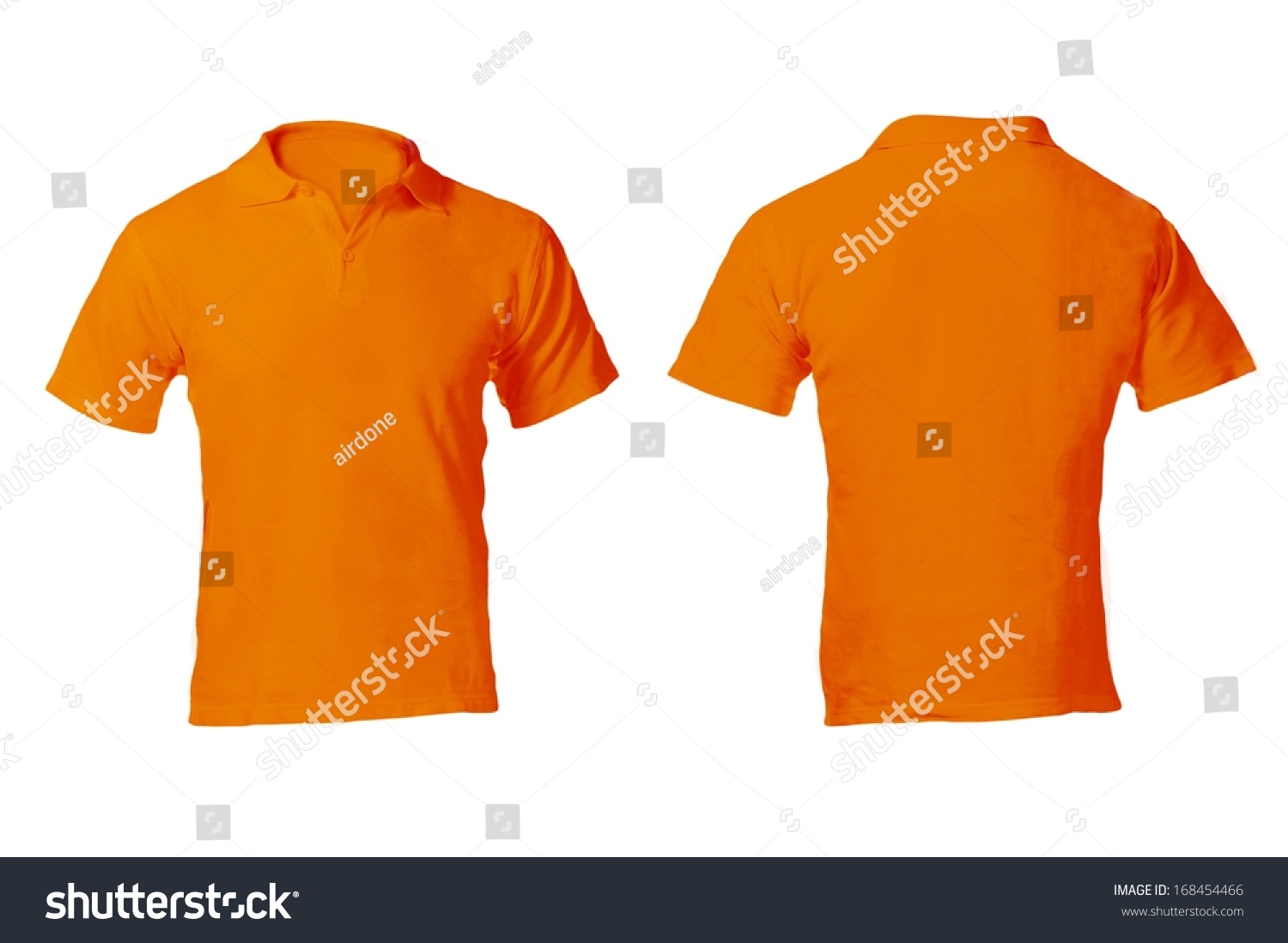 Men'S Blank Orange Polo Shirt, Front And Back Design Template Stock ...