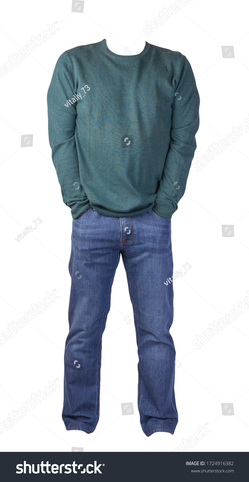 Dark Green T Shirt With Blue Jeans - Kal-Aragaye