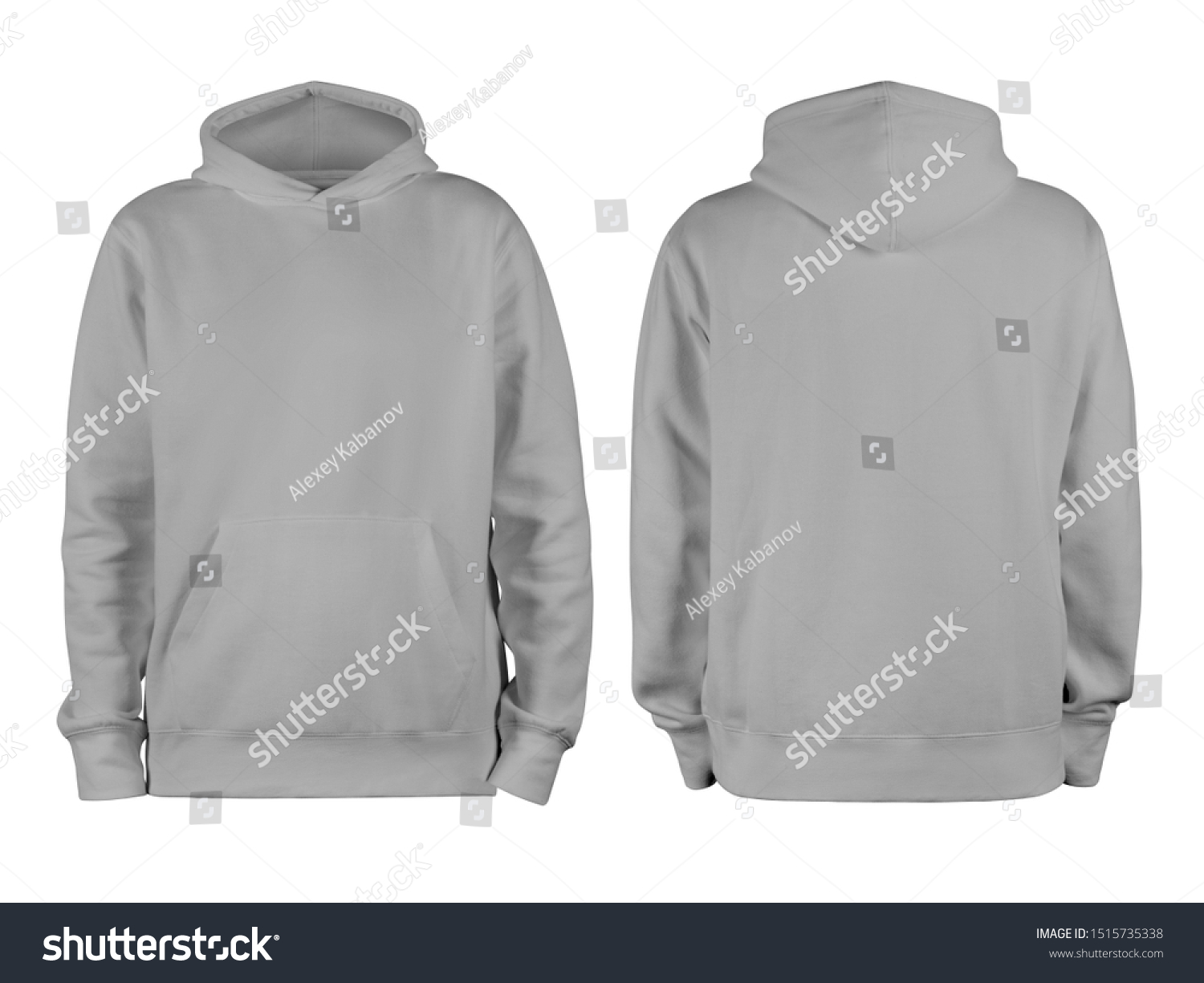 Mens Grey Blank Hoodie Templatefrom Two Stock Fotografie 1515735338