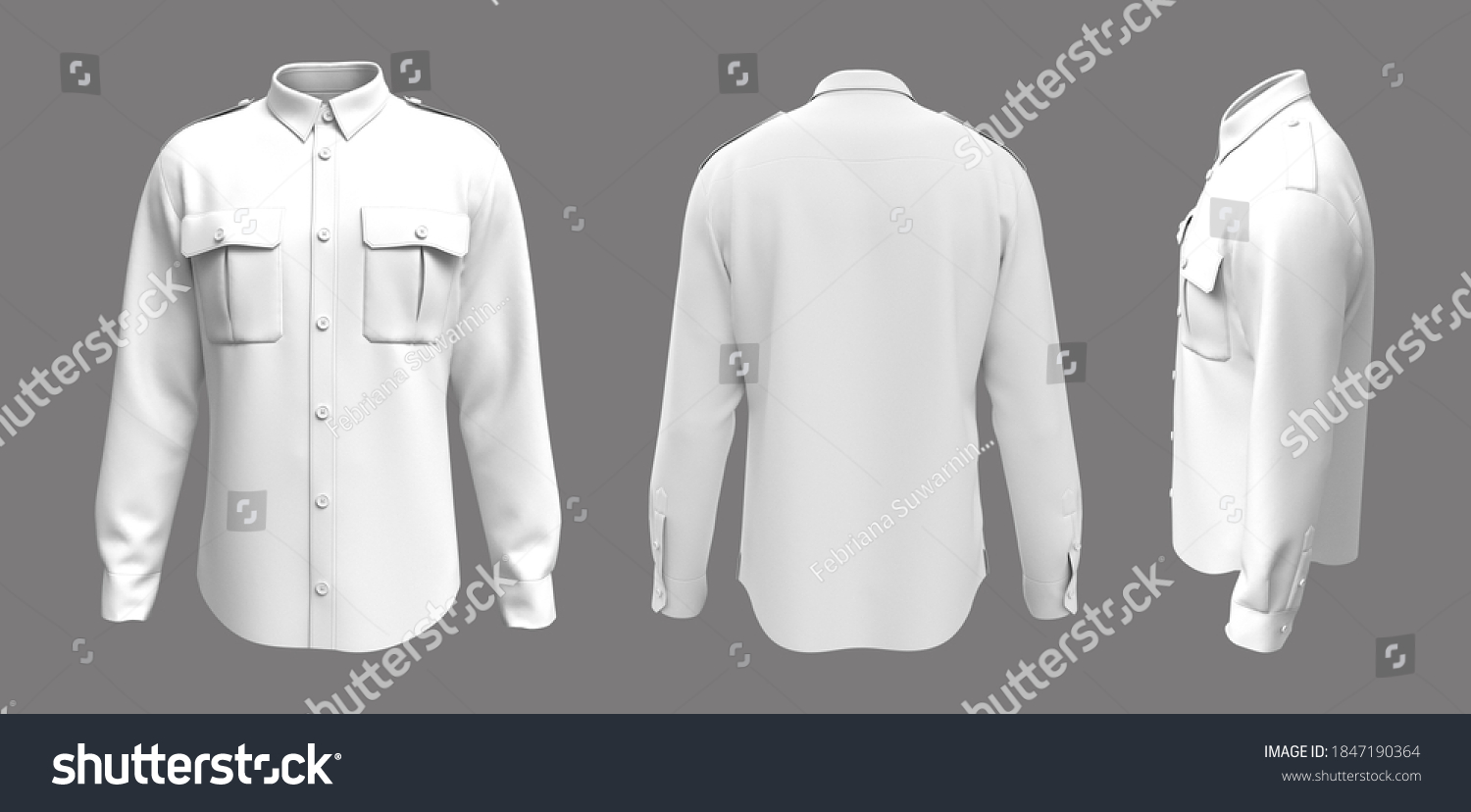 Mens Longsleeves Military Shirt Mock 3d Stock Illustration 1847190364 ...